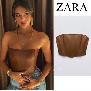 Zara brown faux leather corset